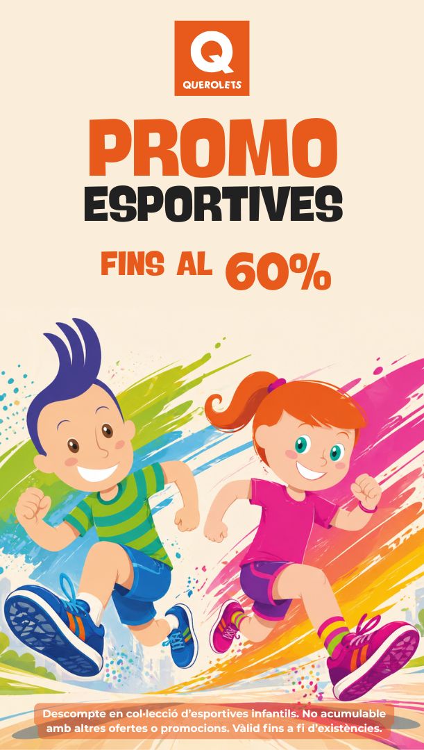 Promoció d'esportives infantils. Fins a un 30% de decompte. No acumulable amb altres promos o descomptes.